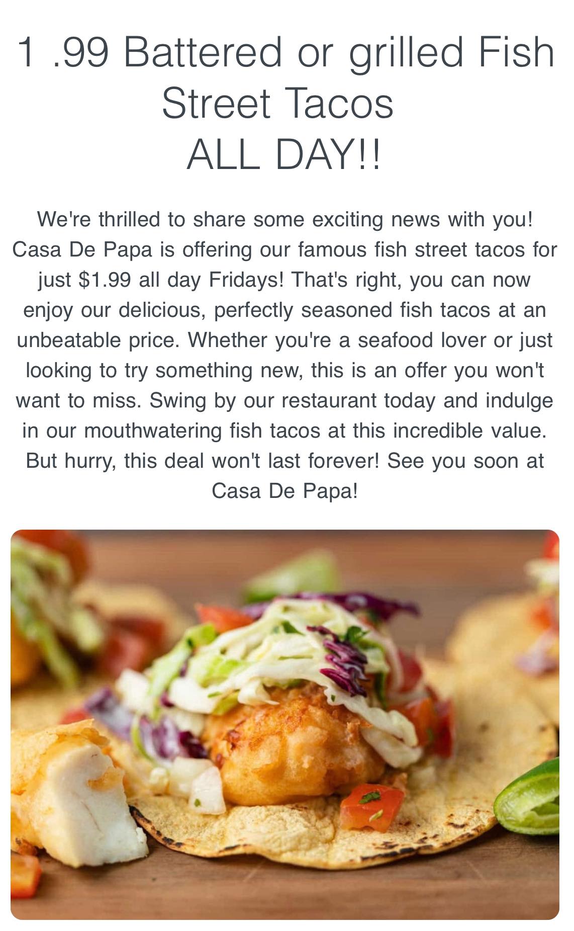 Casa de Papa Gourmet Tacos Surprise