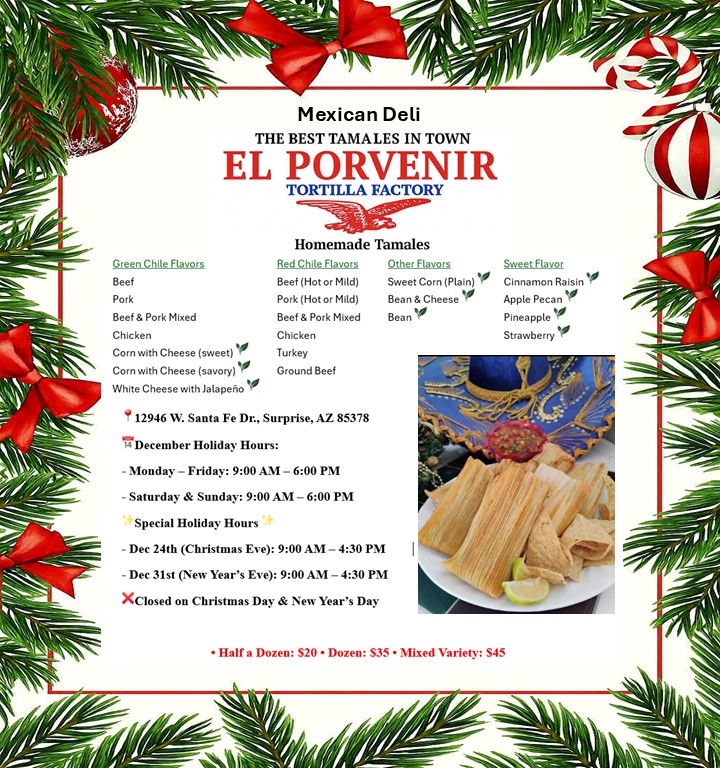 Red Eagle El Porvenir Tortilla Menu