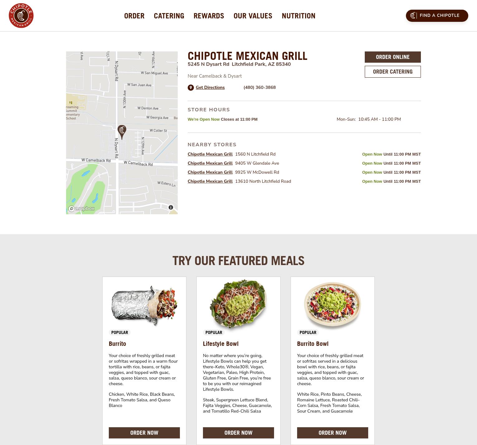 Chipotle Mexican Grill Menu