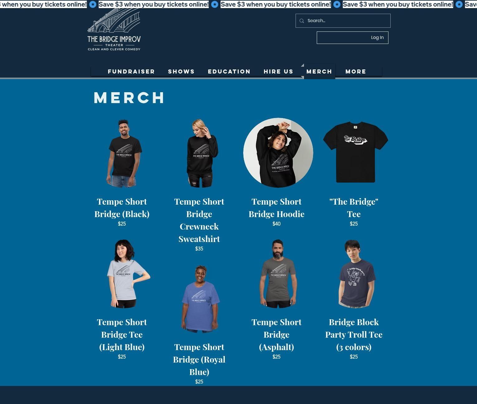 The Bridge Improv Theater Menu