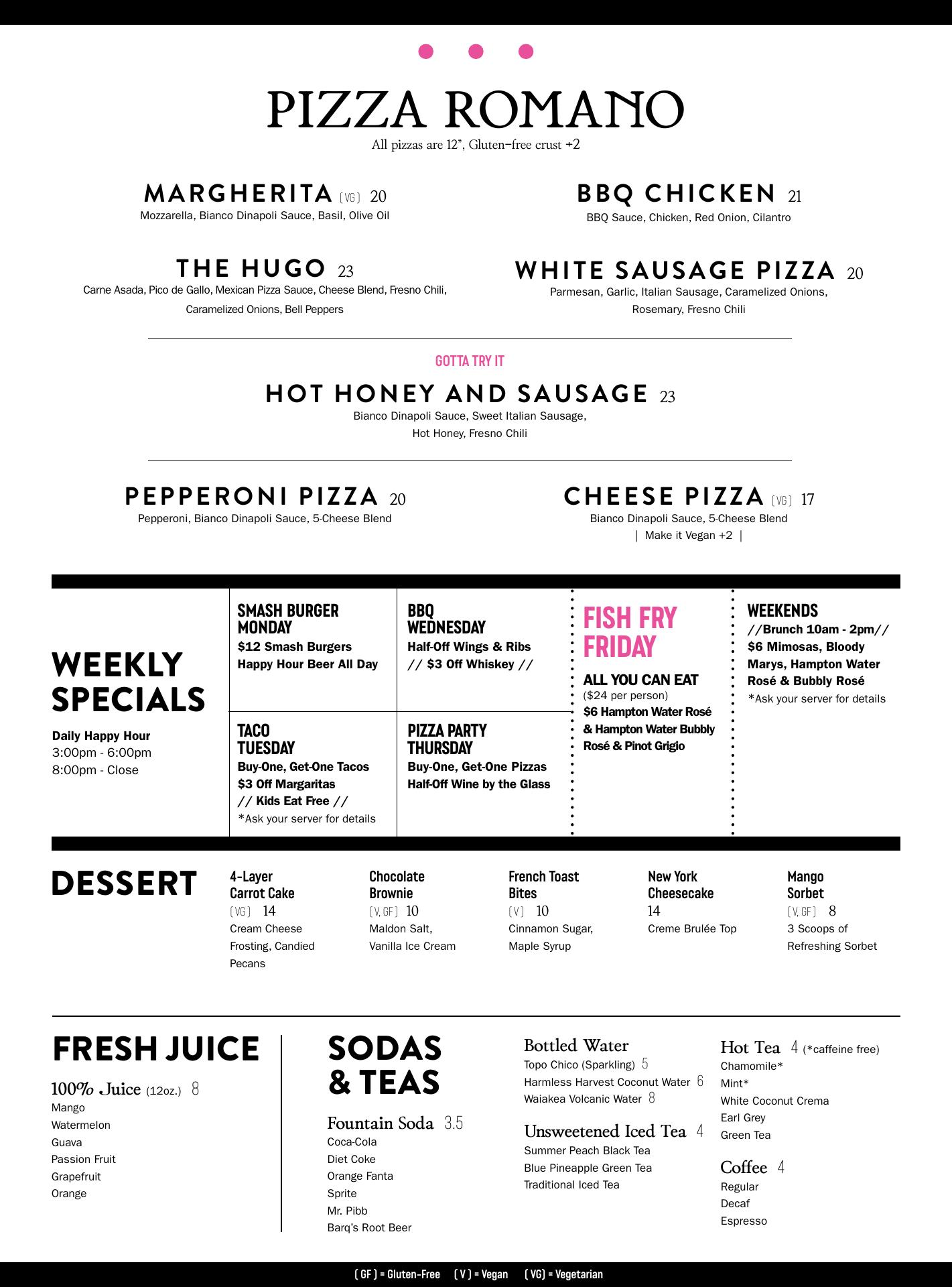 Electric Pickle - Menu