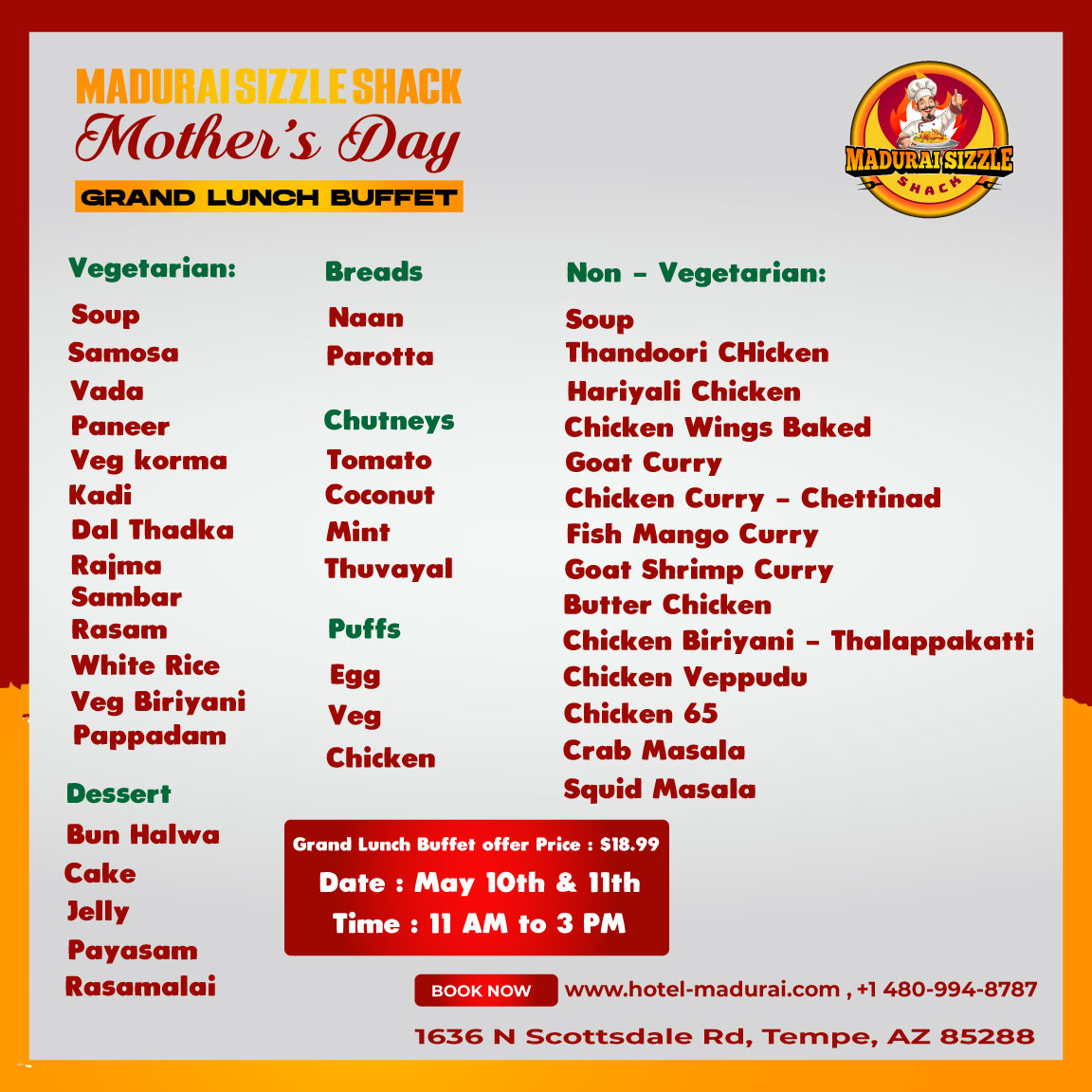 Madurai Sizzle Shack Menu