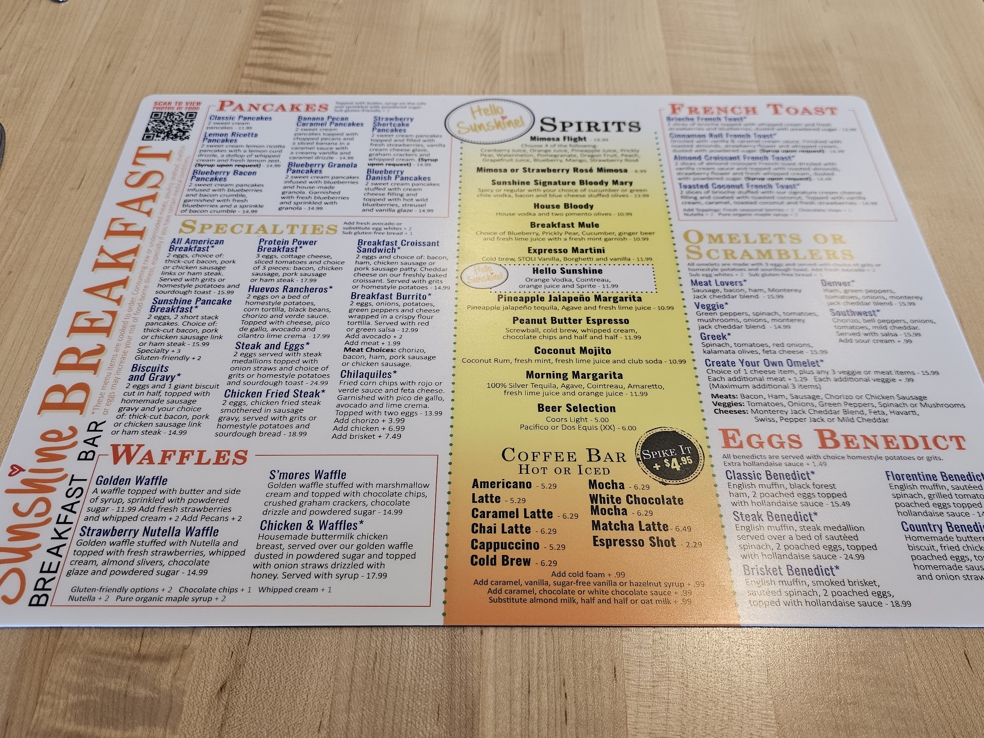 Sunshine Breakfast Bar - Tempe Menu