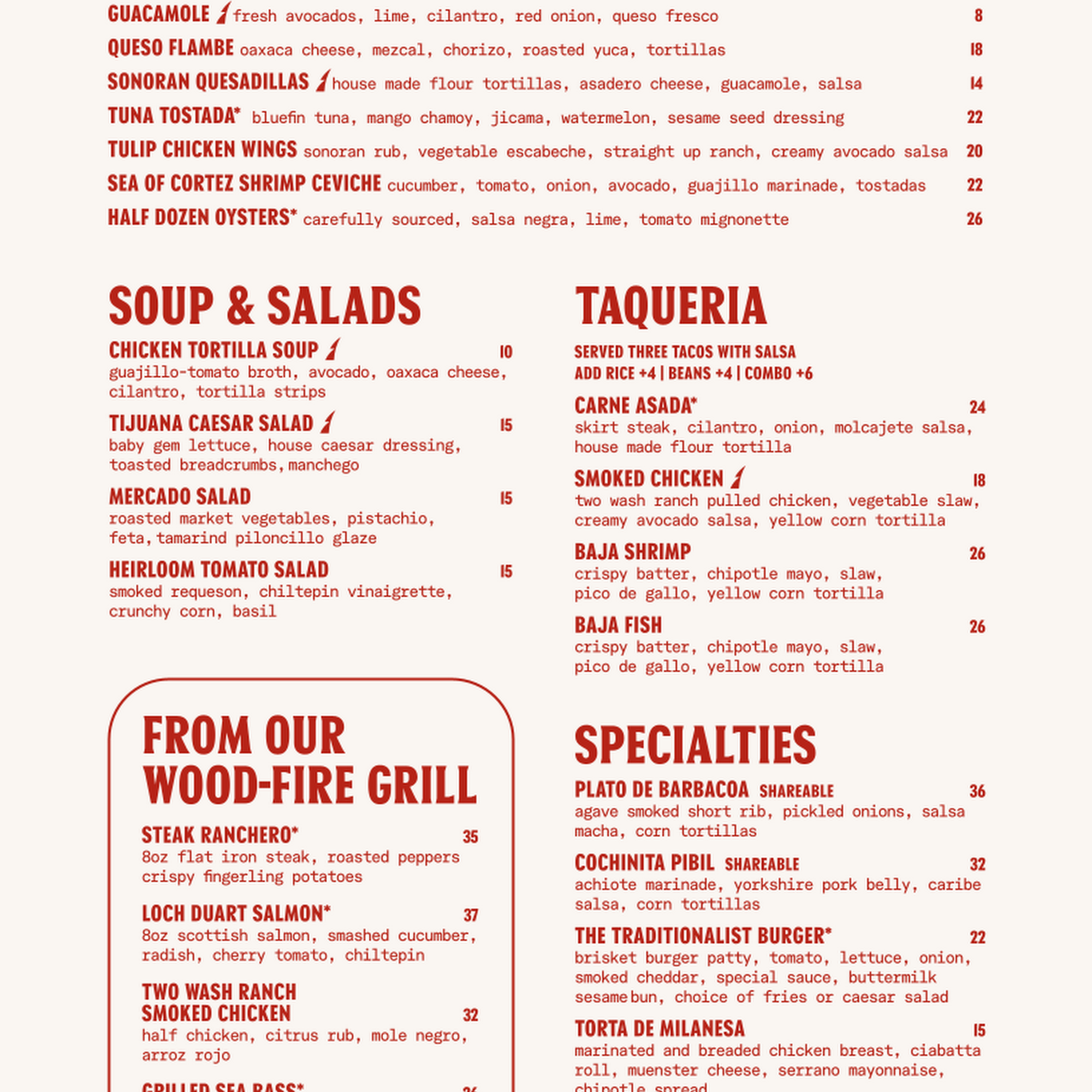 Glenrosa Restaurant Menu