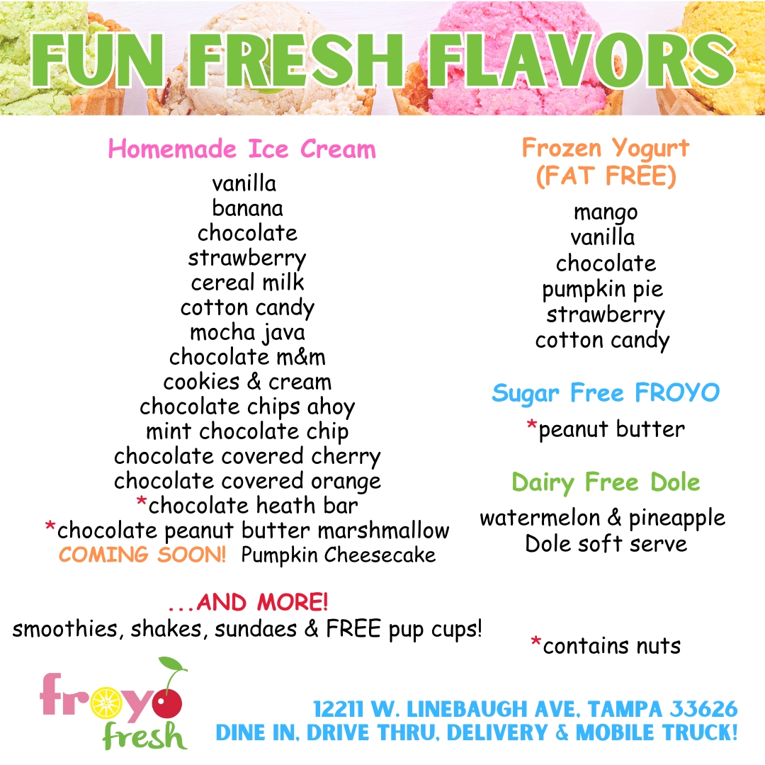 Froyo Fresh Menu