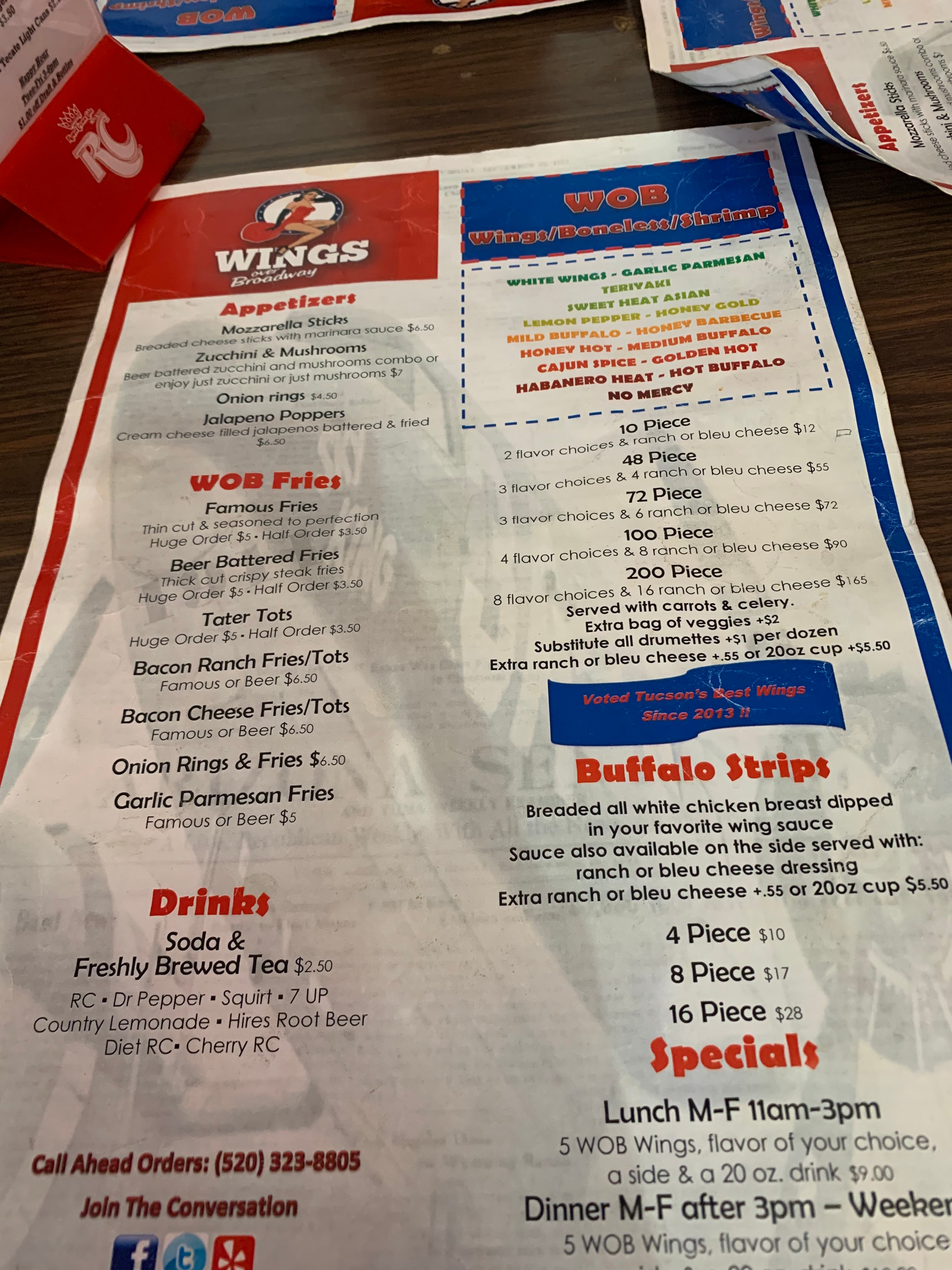 CPs Wings Menu