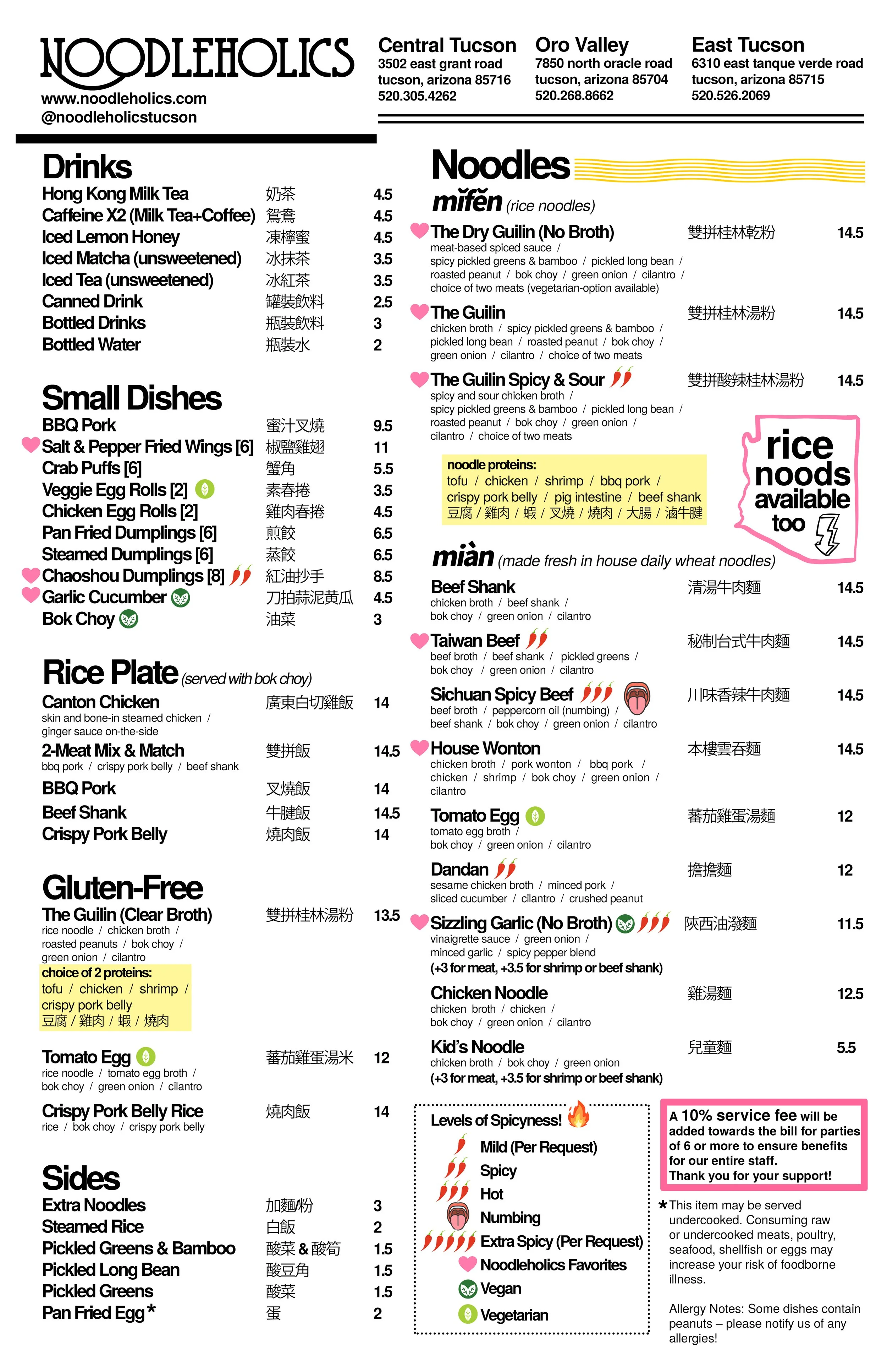 Noodleholics Menu