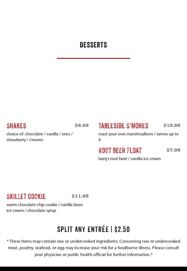 Cold Beers & Cheeseburgers Menu