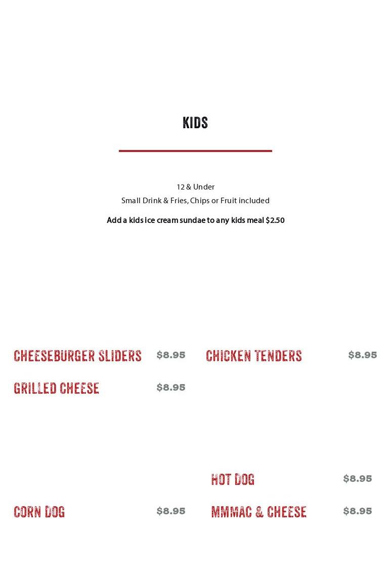 Cold Beers & Cheeseburgers Menu
