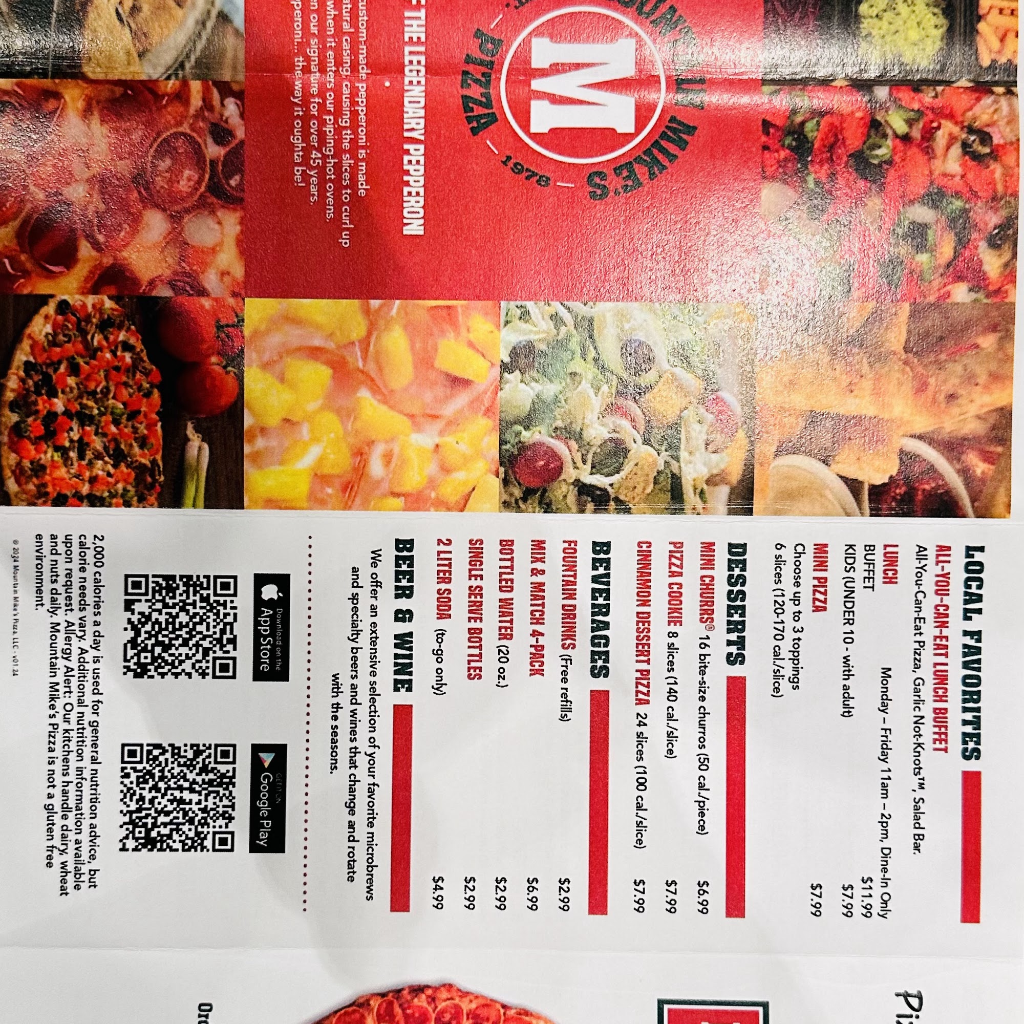 Mountain Mike's Pizza Menu