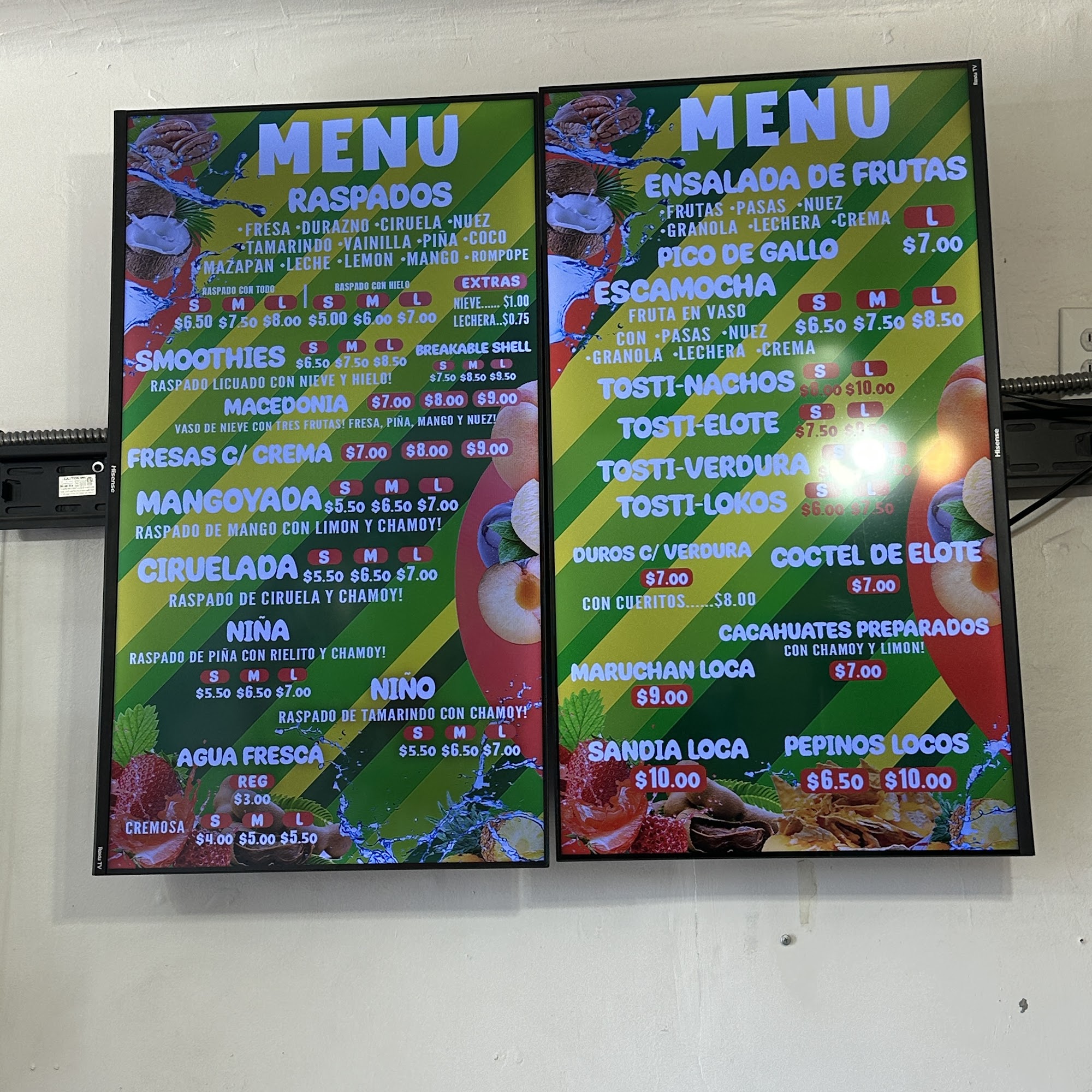 Raspados el Chikitin Menu