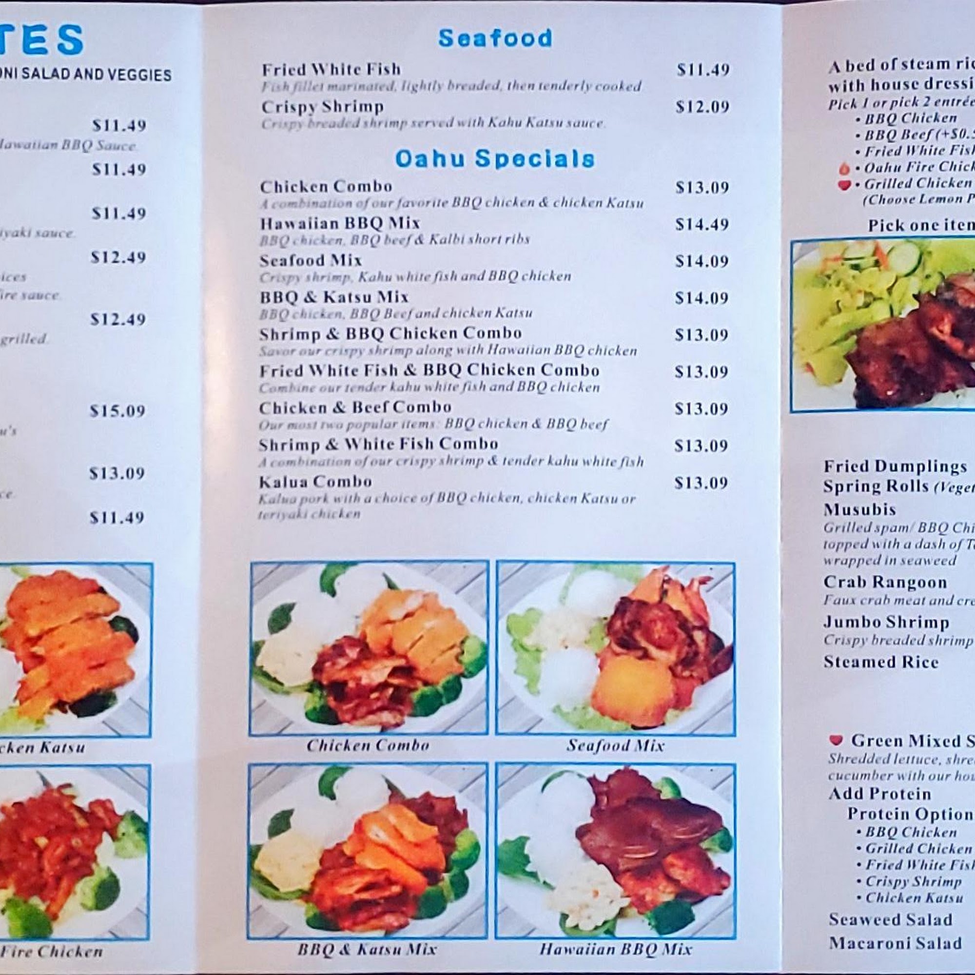 Oahu Hawaiian BBQ Menu