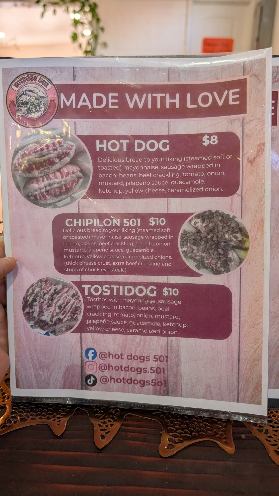 Hotdogs 501 Menu