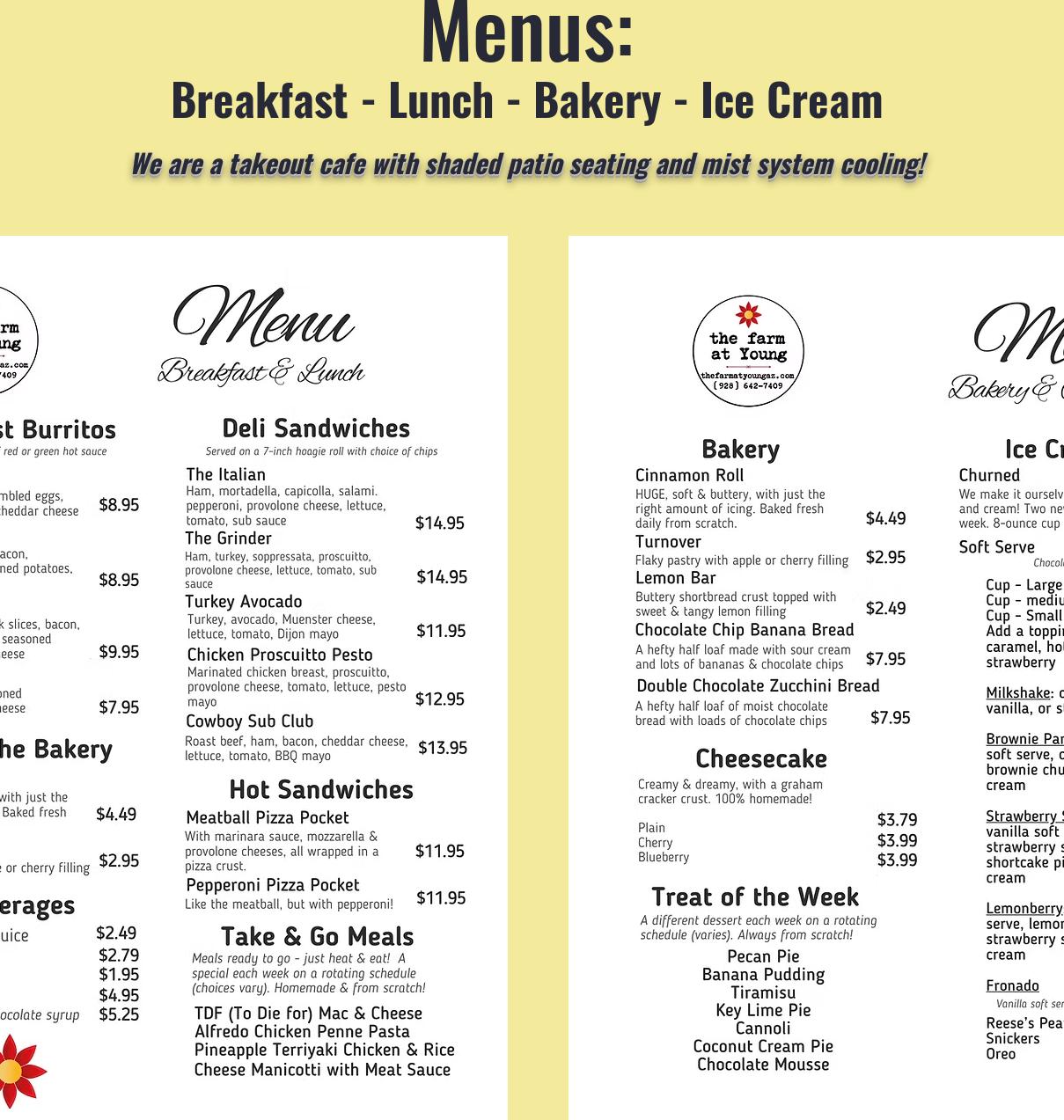 The Farm at Young Menu