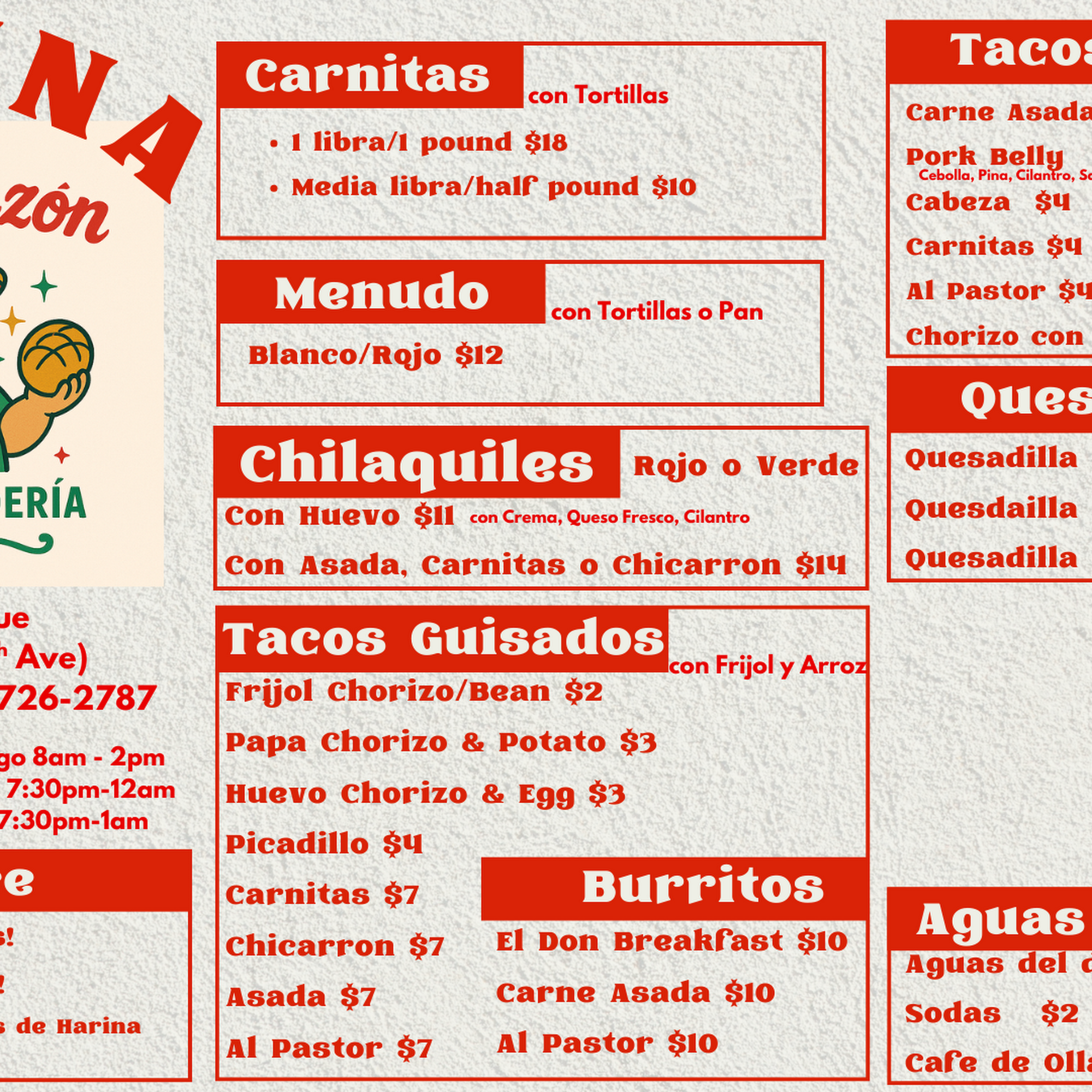 Tacos Don Panzon Menu