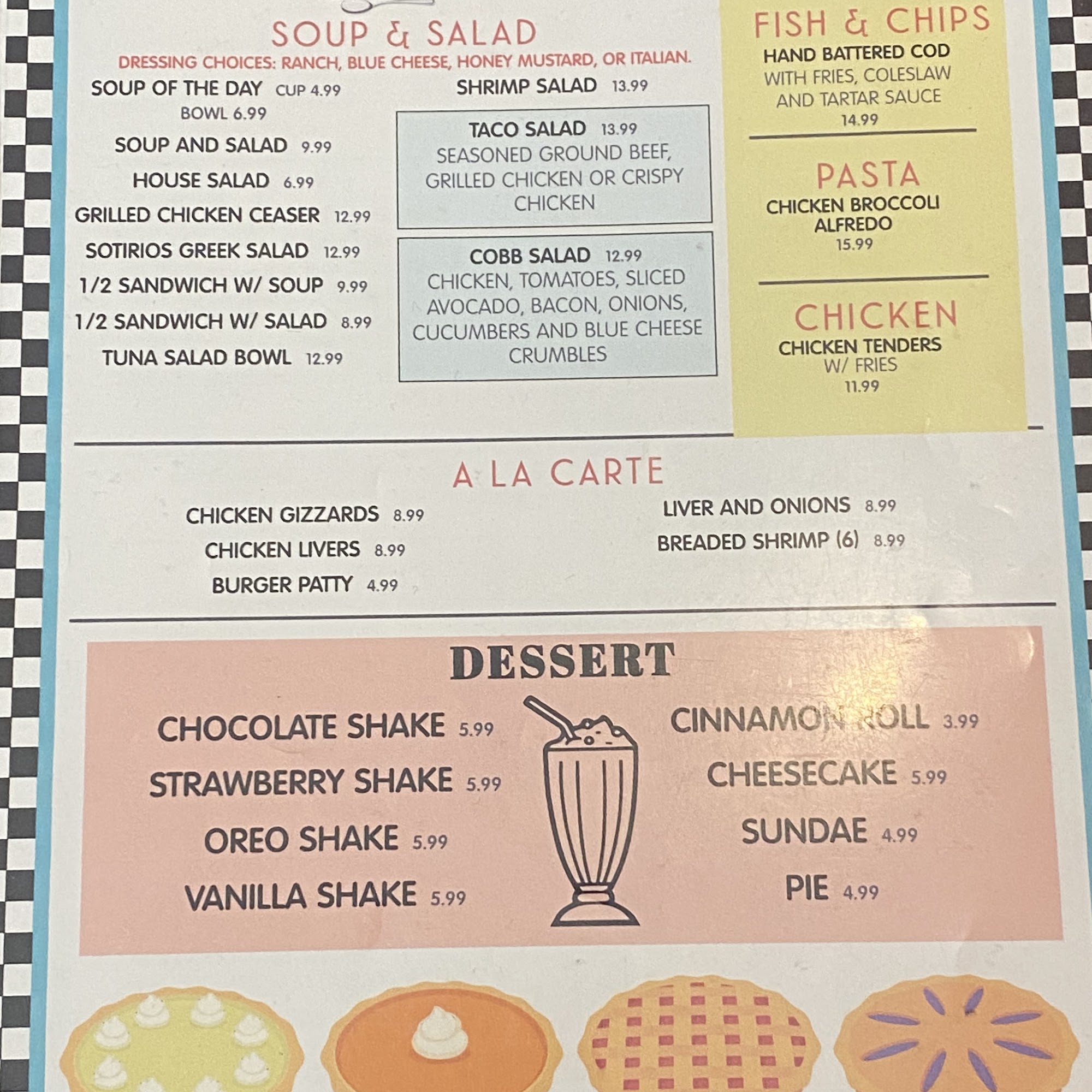 Izzie's Diner Menu