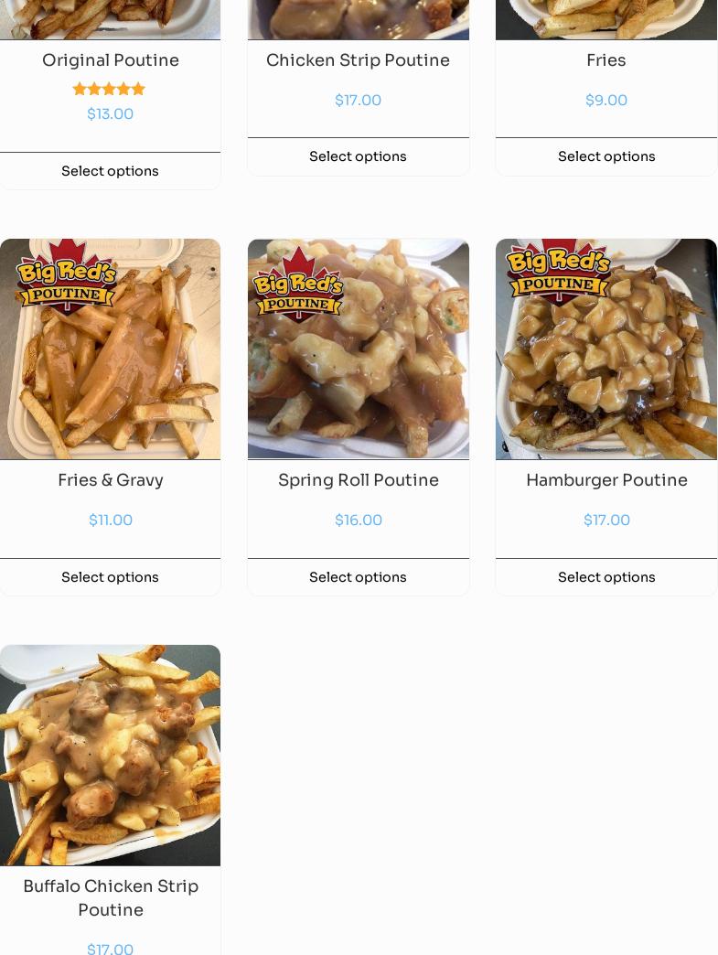 Big Red's Poutine Truck Menu
