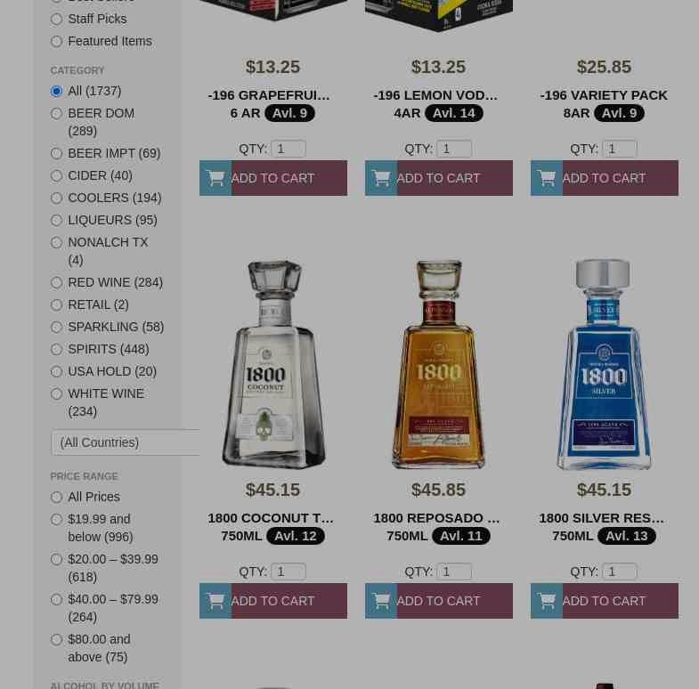 Fox Liquor Store Menu