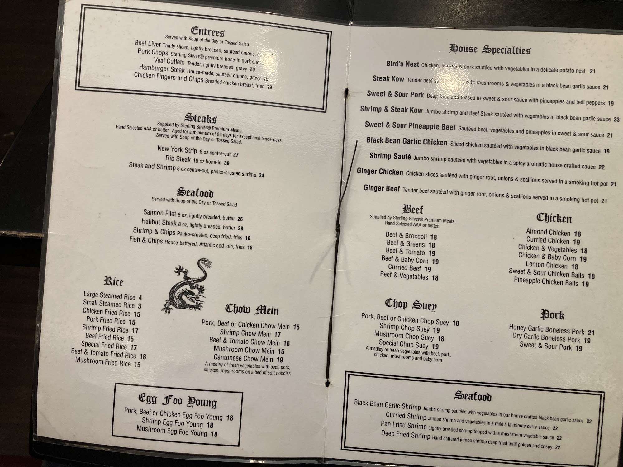 Dragon Palace Restaurant Menu