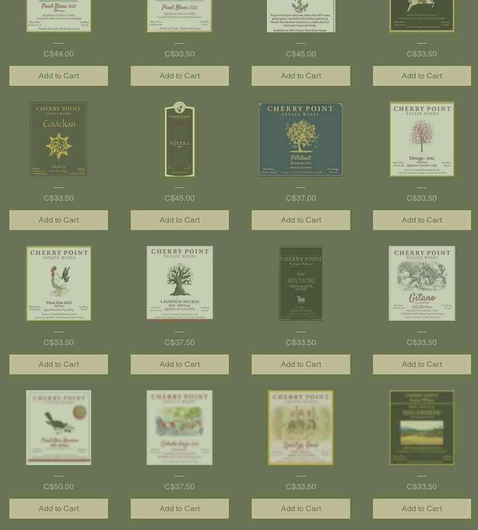 Cherry Point Estate Wines Menu