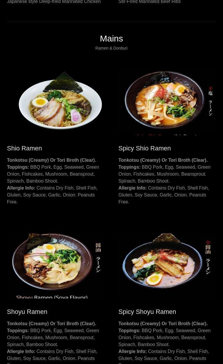 Menbow Ramen Express Menu