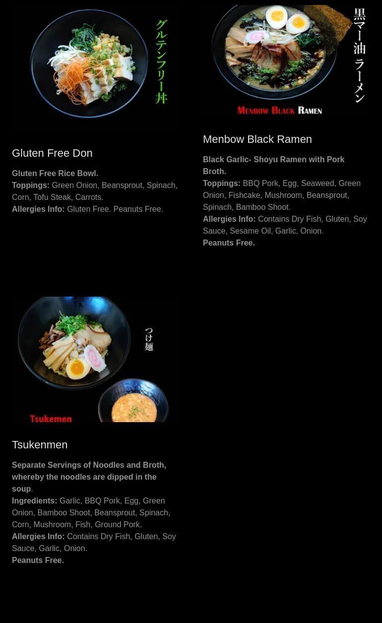 Menbow Ramen Express Menu