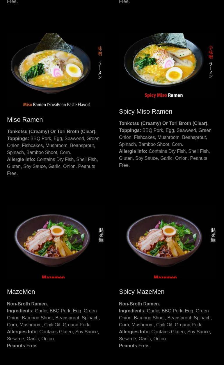 Menbow Ramen Express Menu