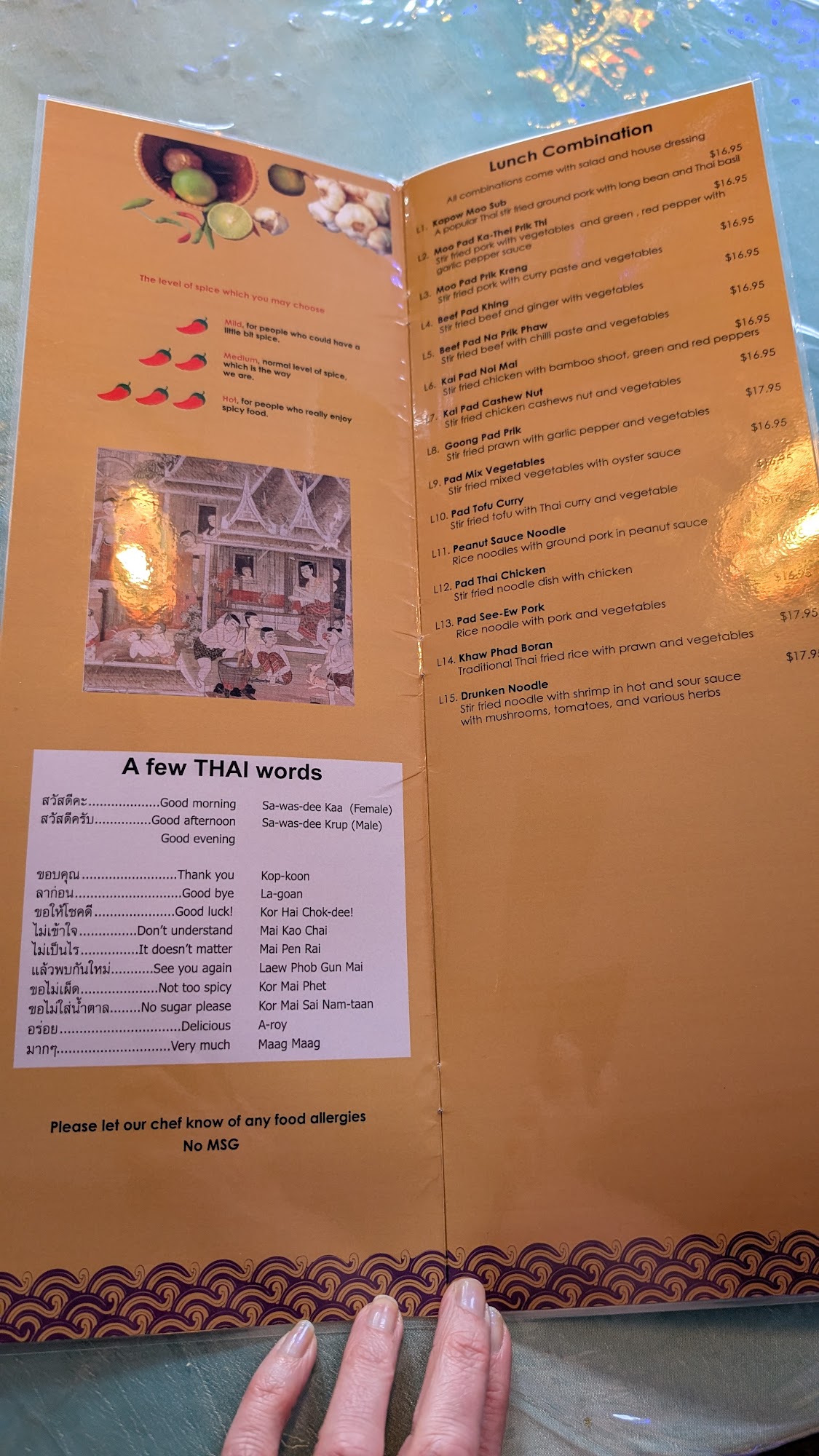 Kinaree Thai Restaurant Menu