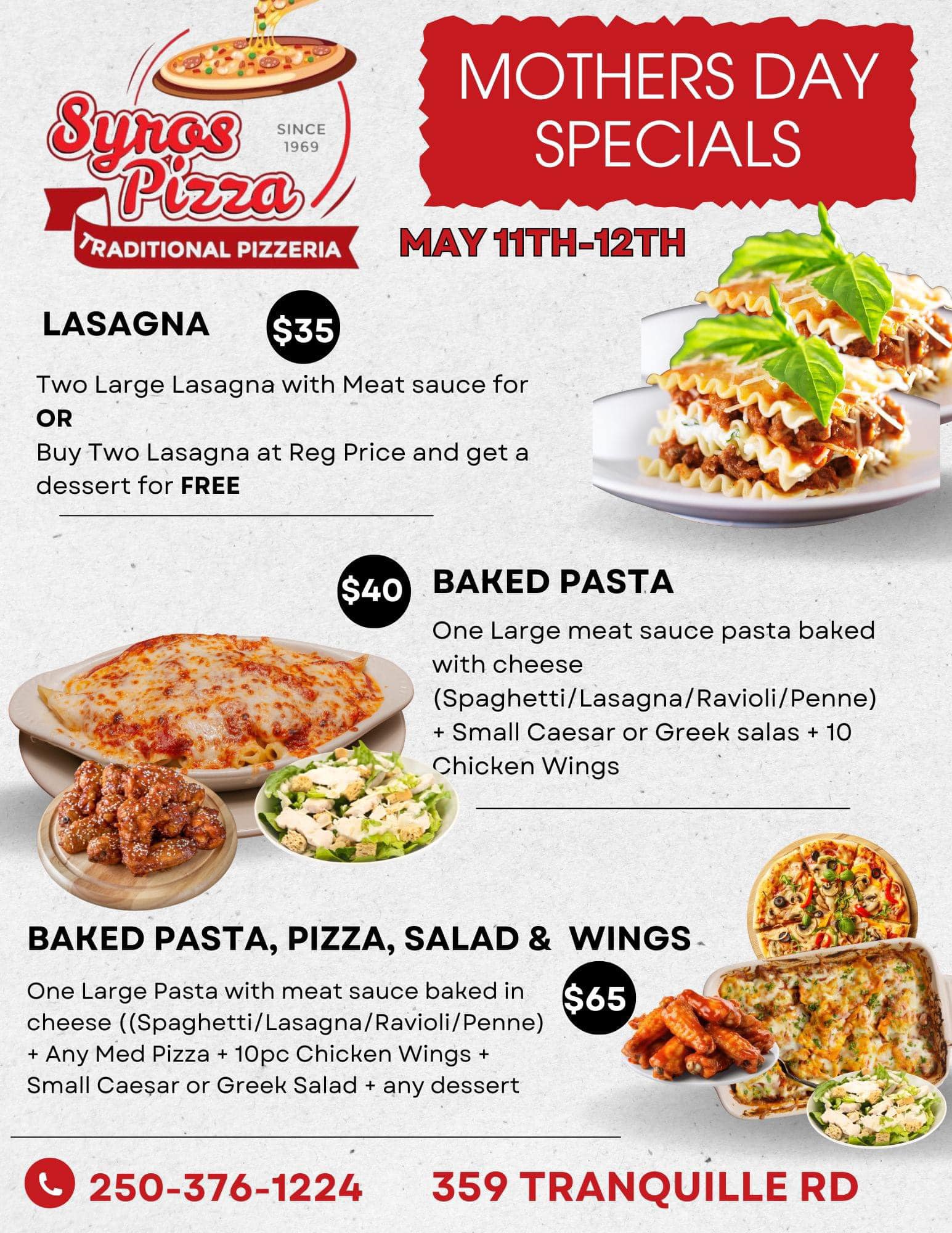 Syros Pizza & Spaghetti Menu