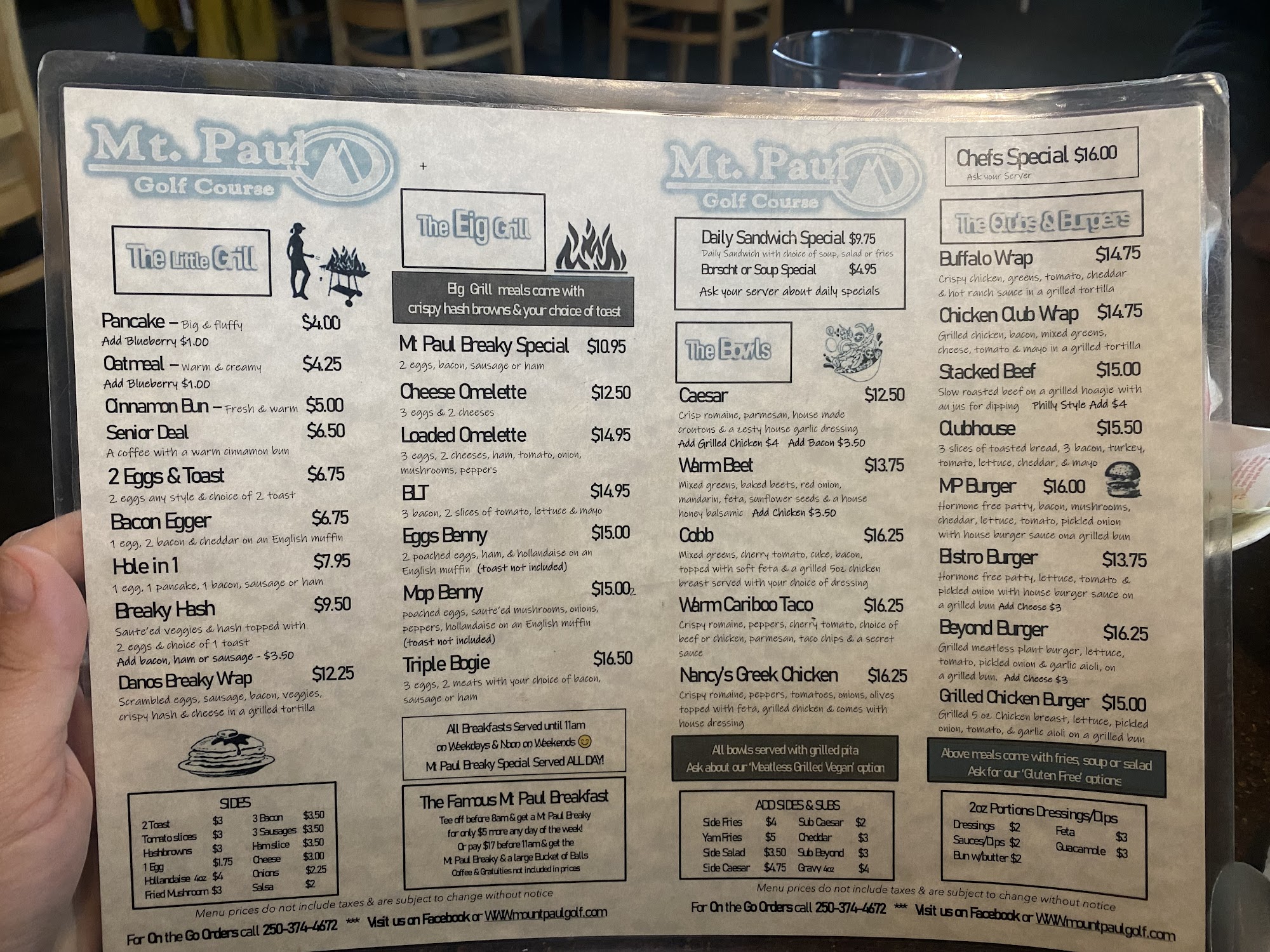 Mount Paul Family Restaurant Menu
