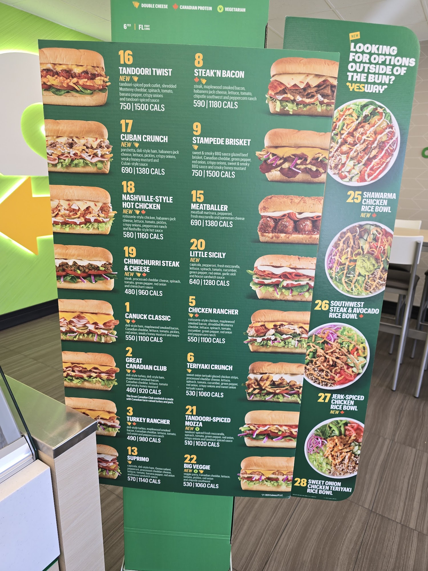 Subway Menu