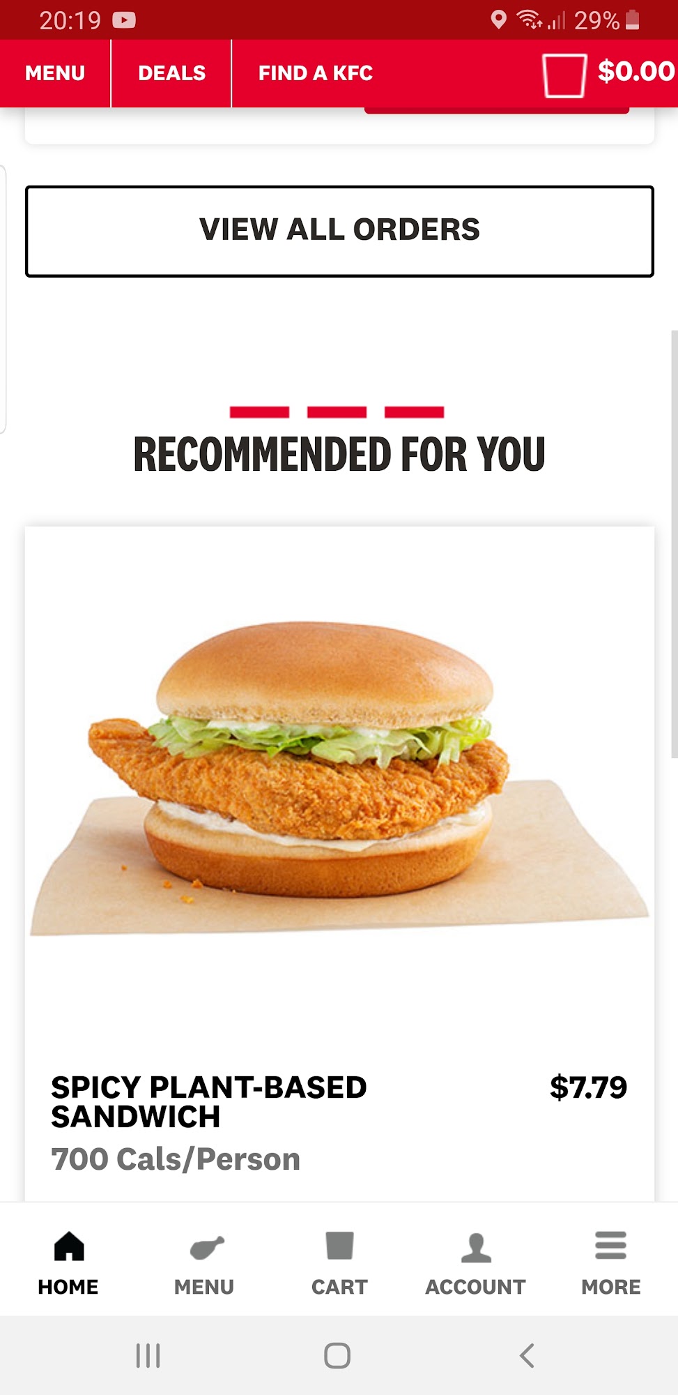 KFC Menu