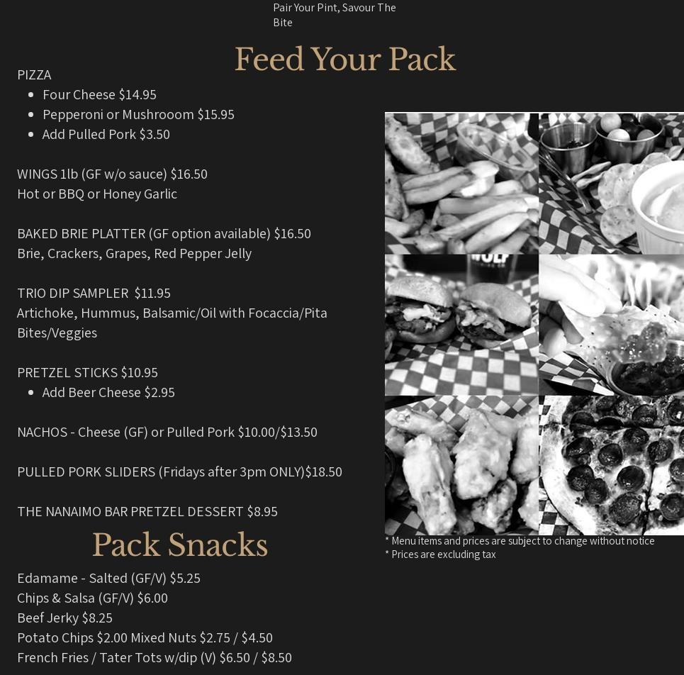 Wolf Brewing Company Menu