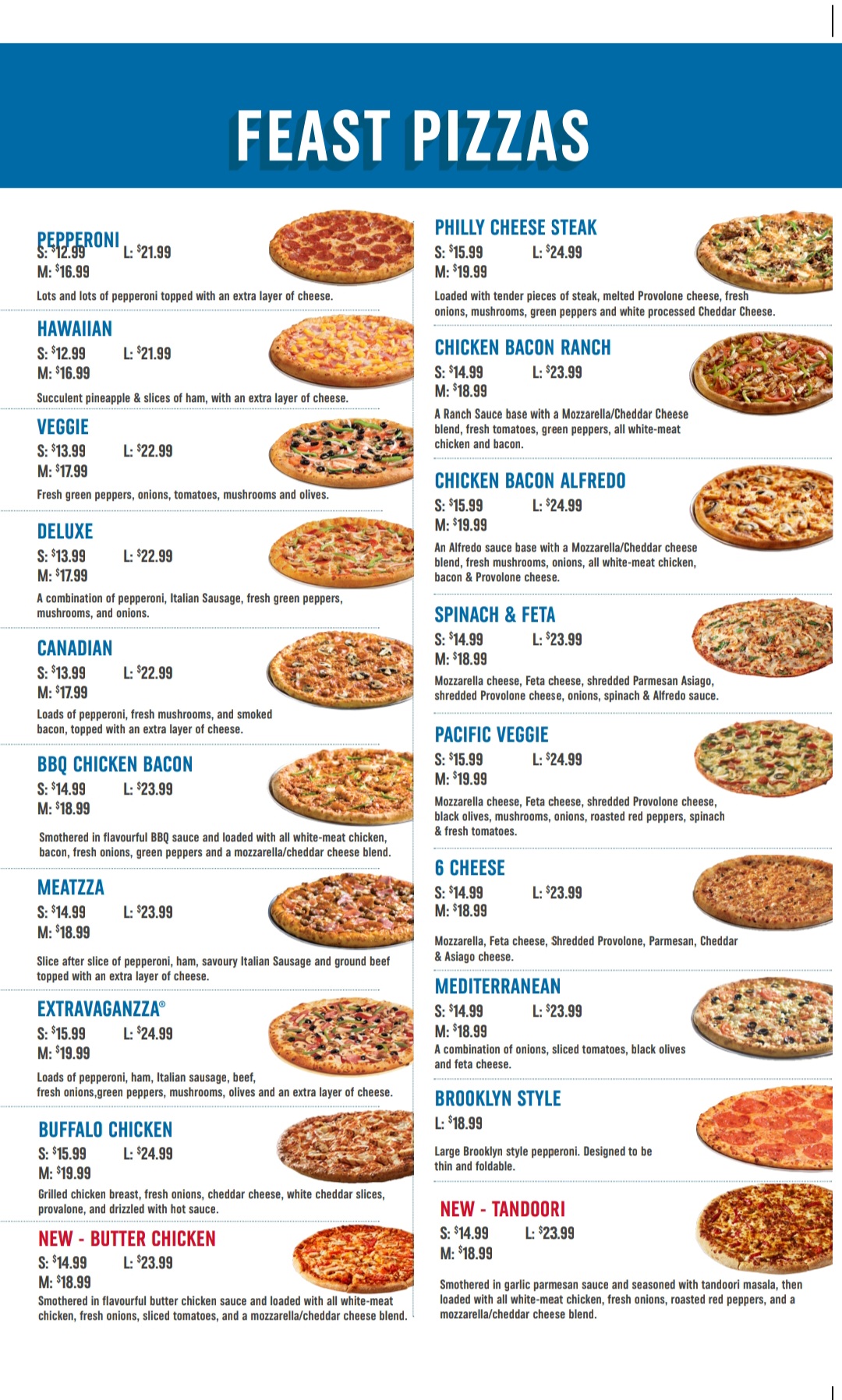 Domino's Pizza Menu