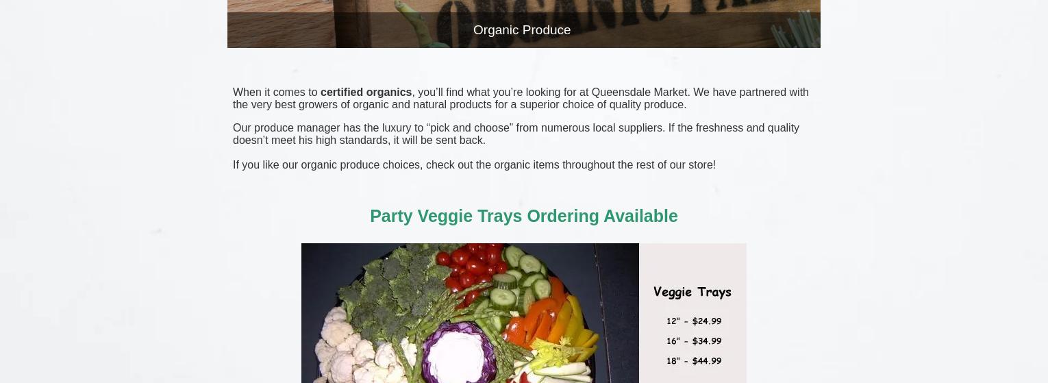 Queensdale Market Menu