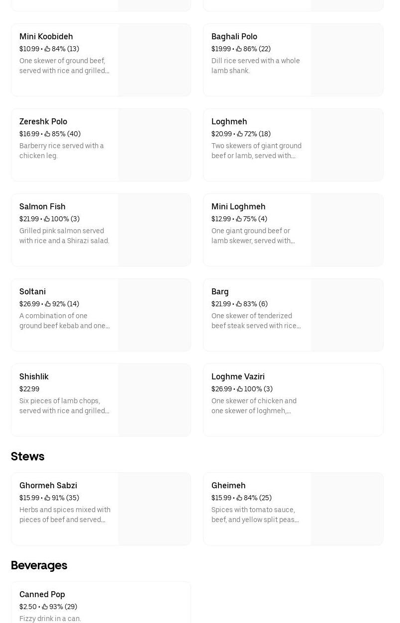 Cazba Commissary Menu