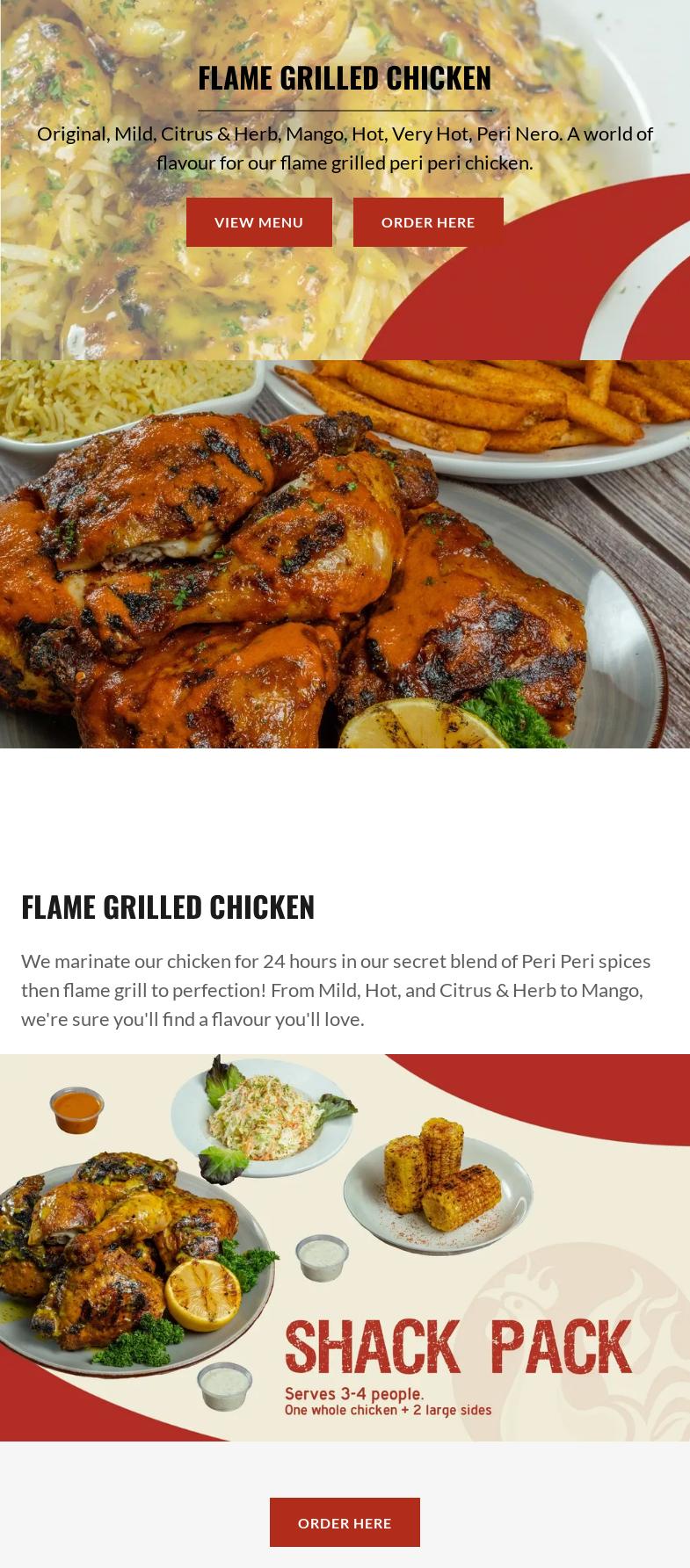 The Peri Peri Shack Menu