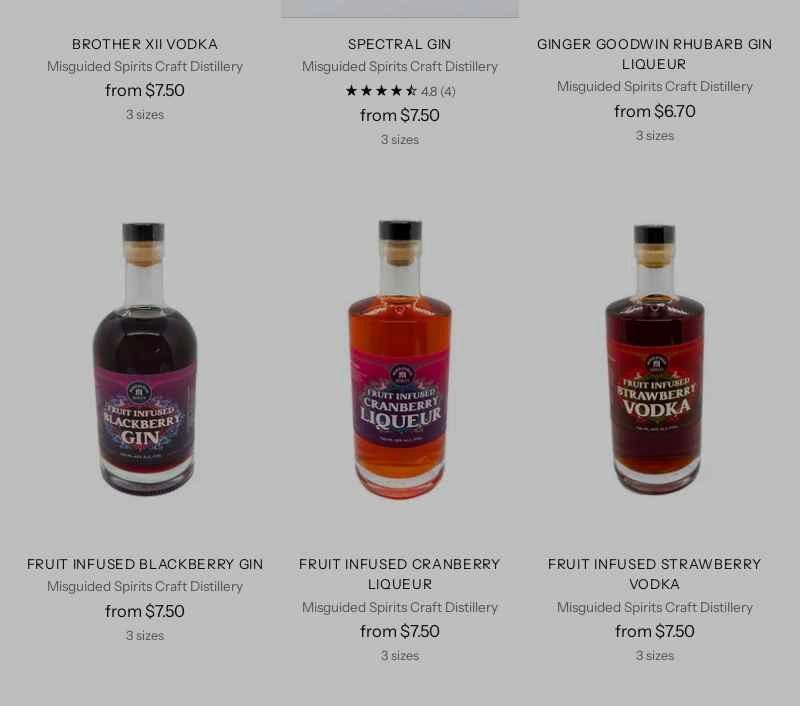 Misguided Spirits Craft Distillery Menu