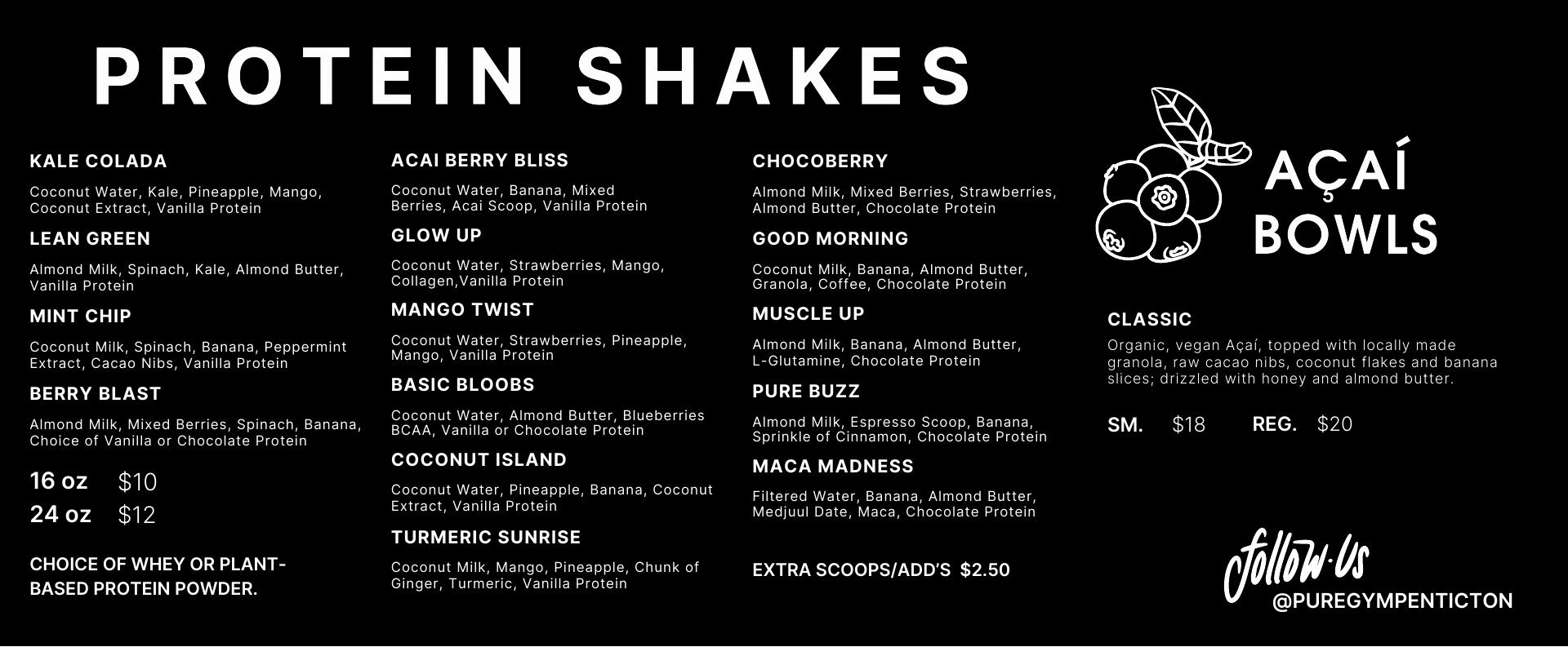 Pure Juicery Menu