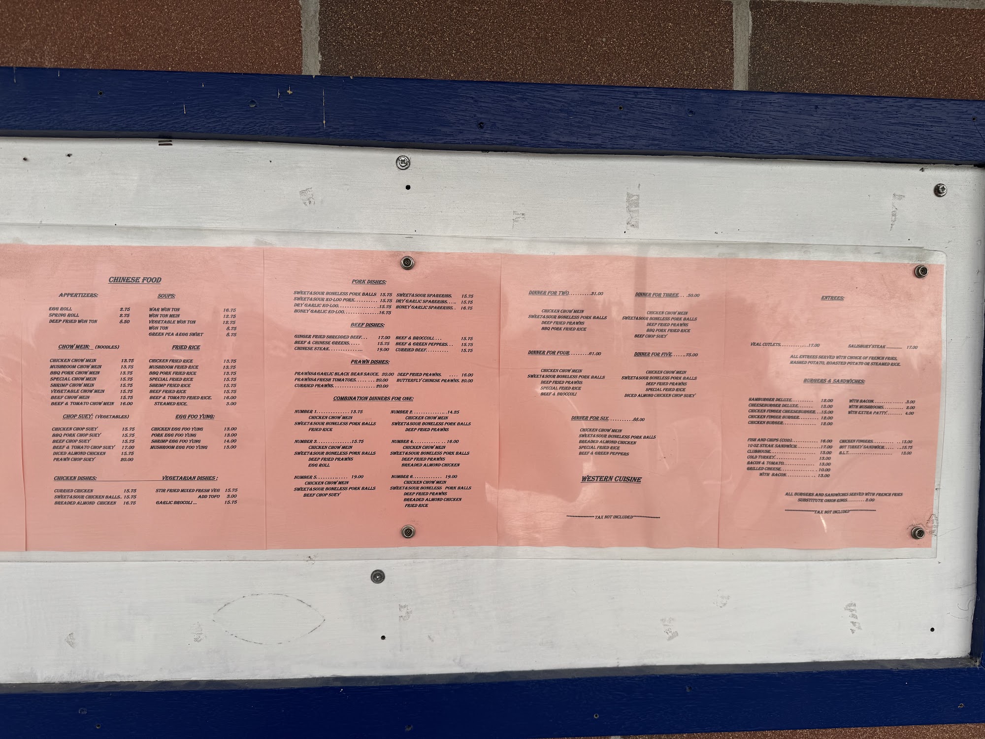 M & Y Restaurant Menu