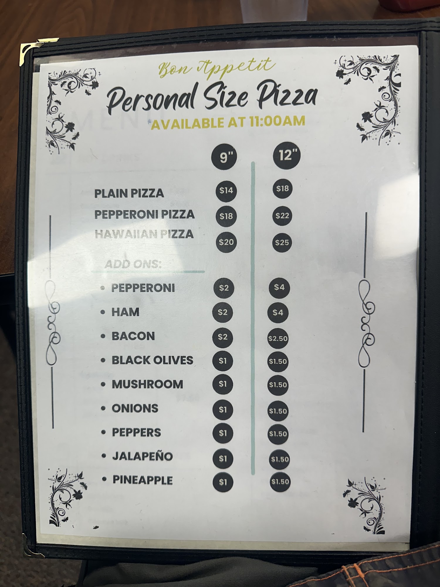 Bon Appetit Restaurant Menu