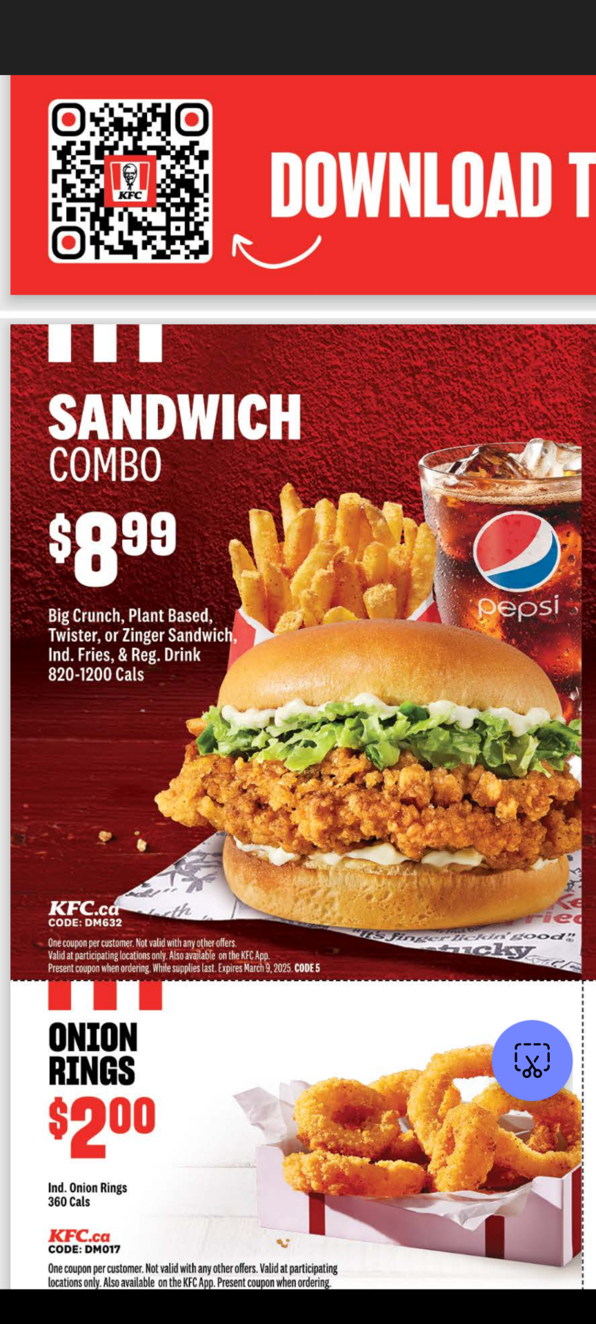 KFC Menu
