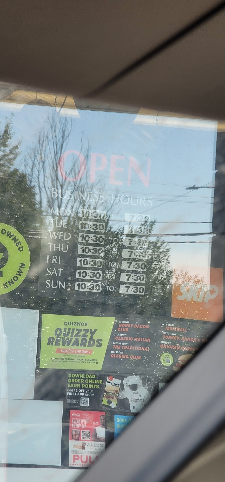 Quiznos Menu