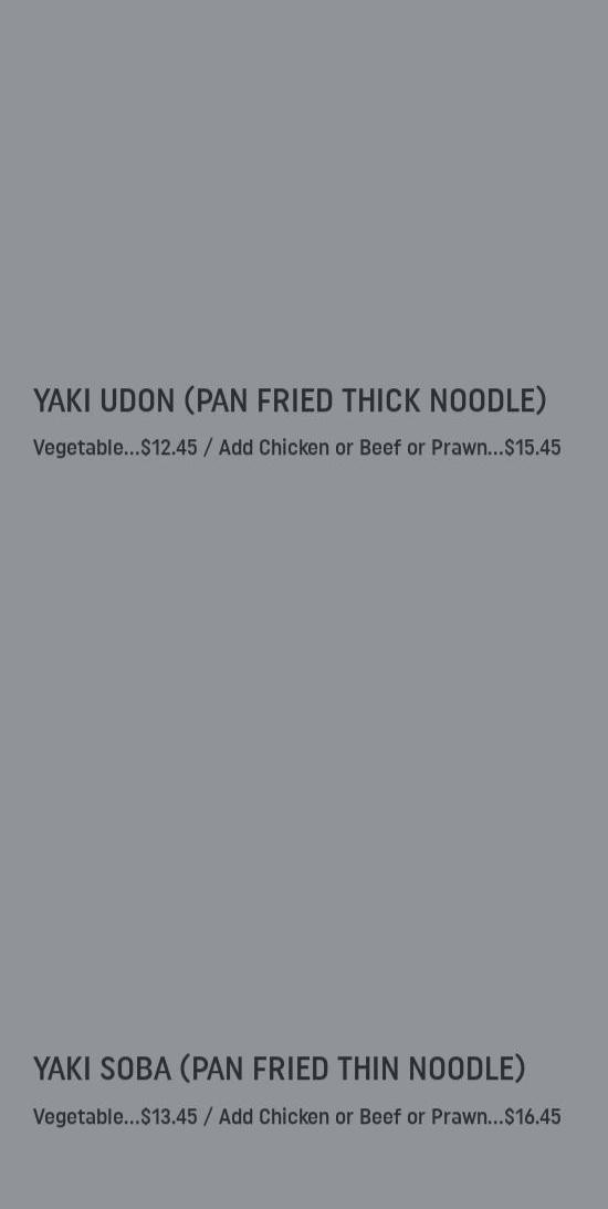 Grilled Unagi Kitchen Menu