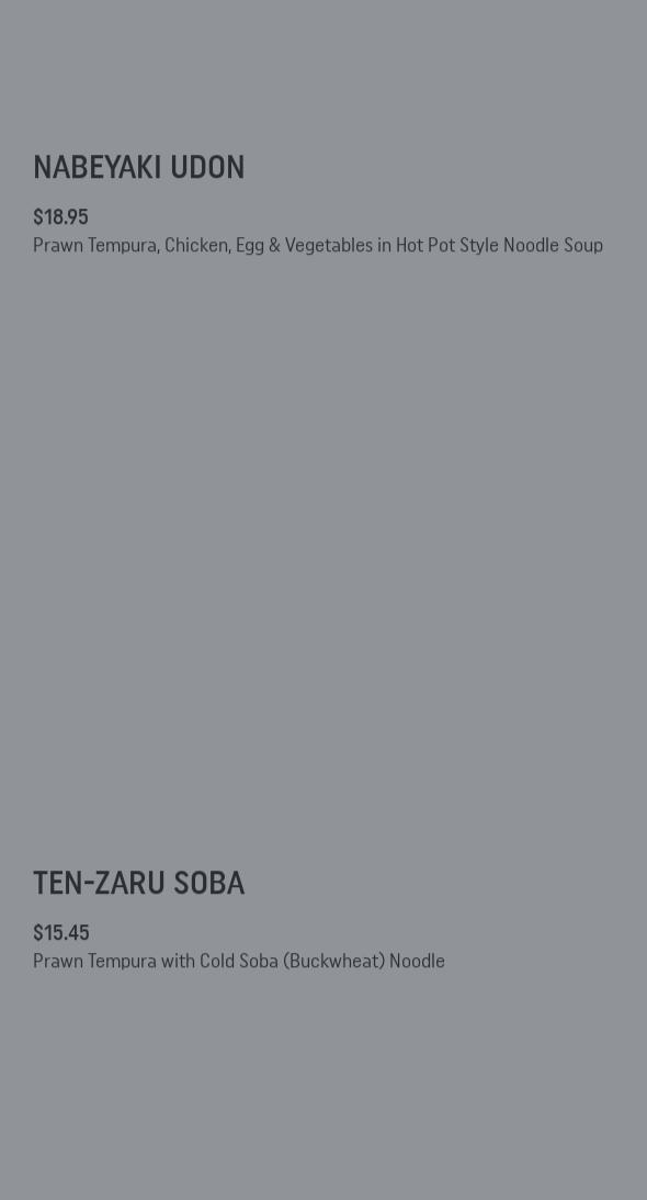 Grilled Unagi Kitchen Menu