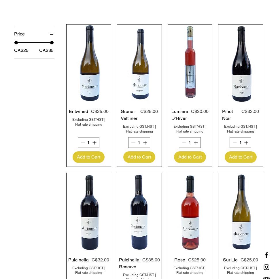 Marionette Winery Menu