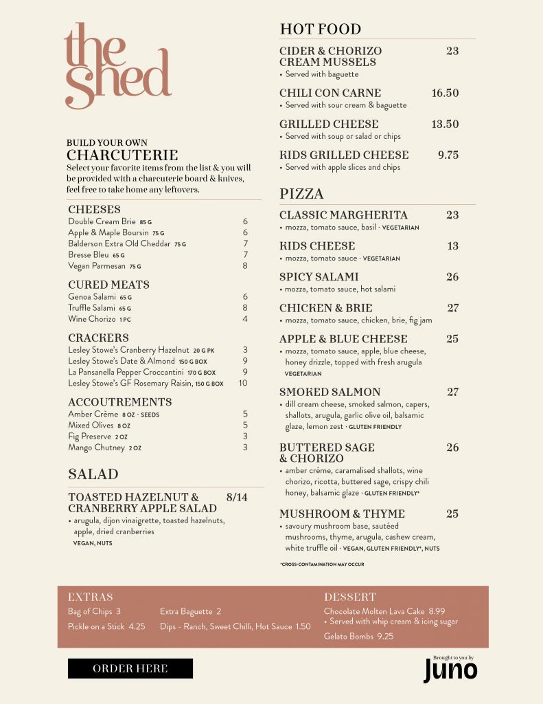 The Bricker Cider Company Menu