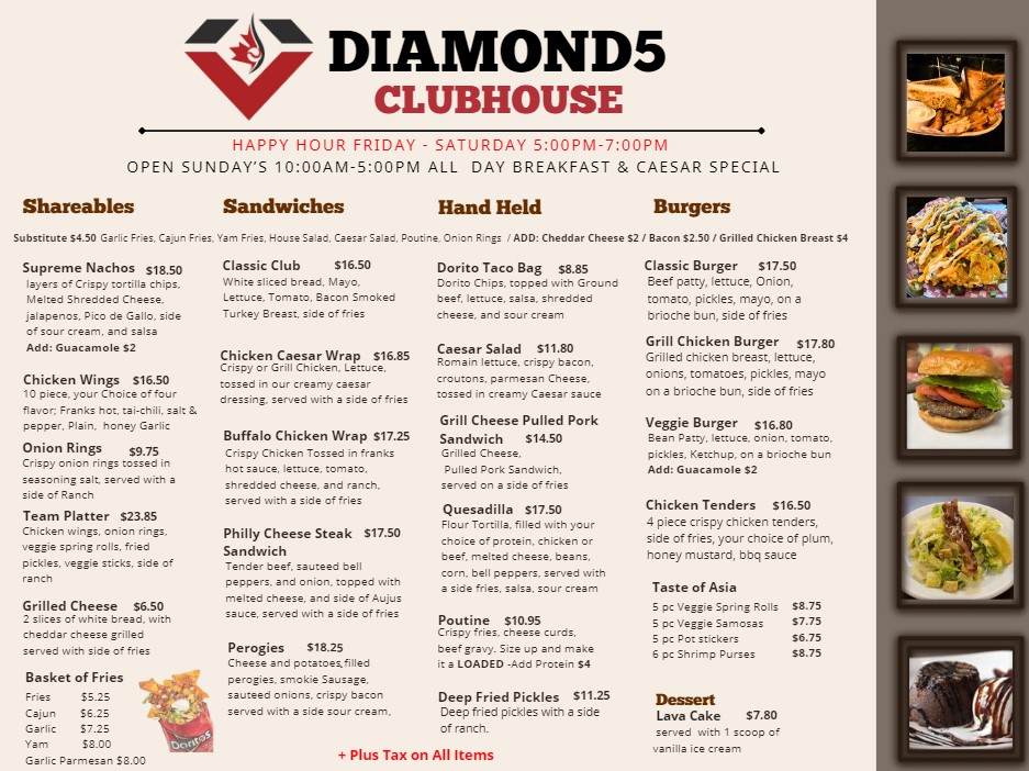 Russell Room At Softball City Menu