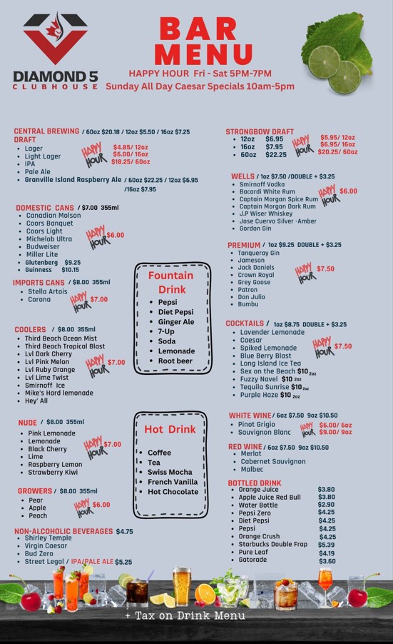 Russell Room At Softball City Menu