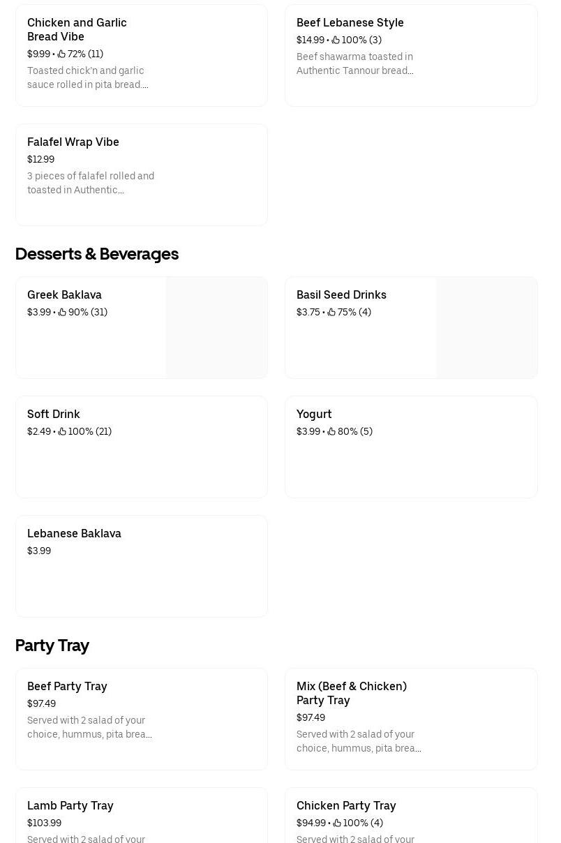 Lebanese Donair Menu